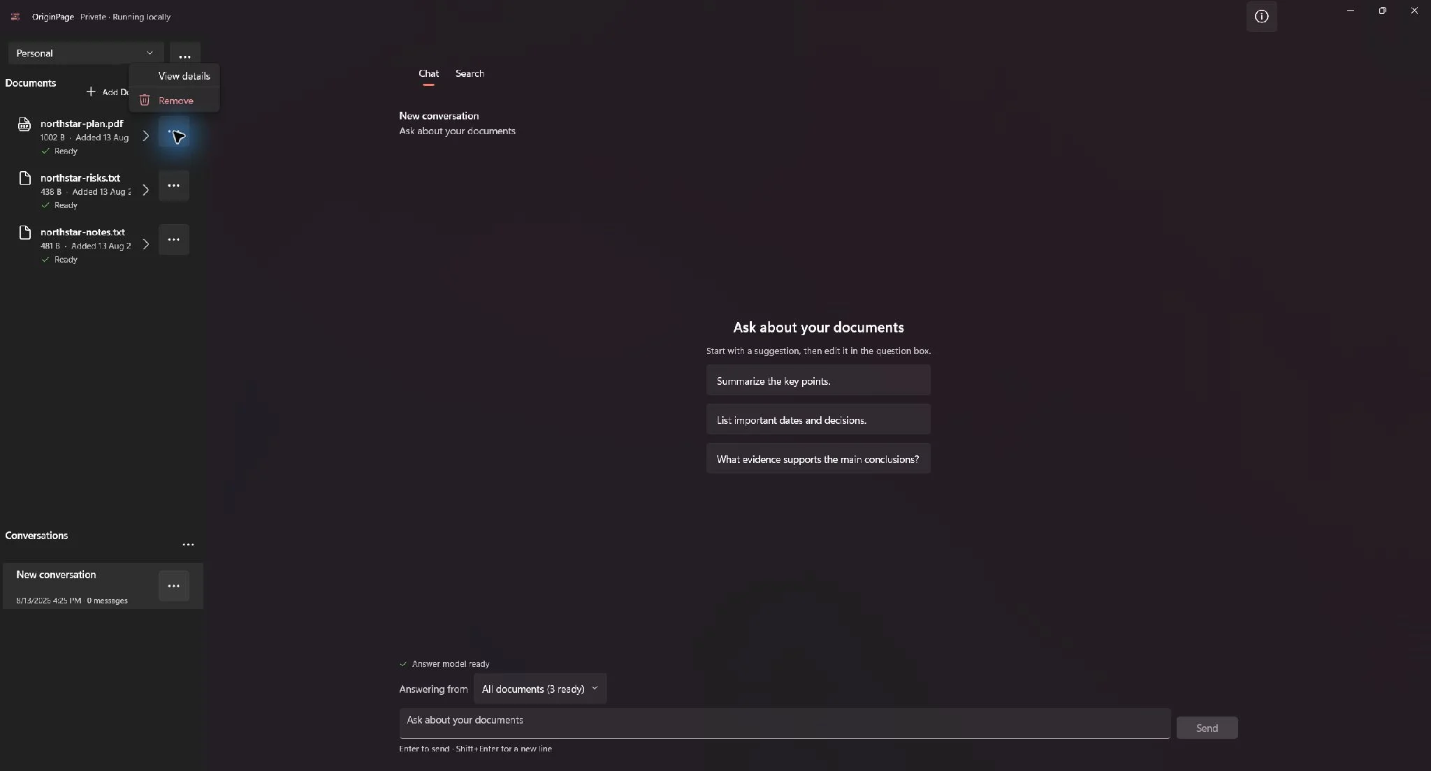 Document More menu showing View details and a separated Remove action