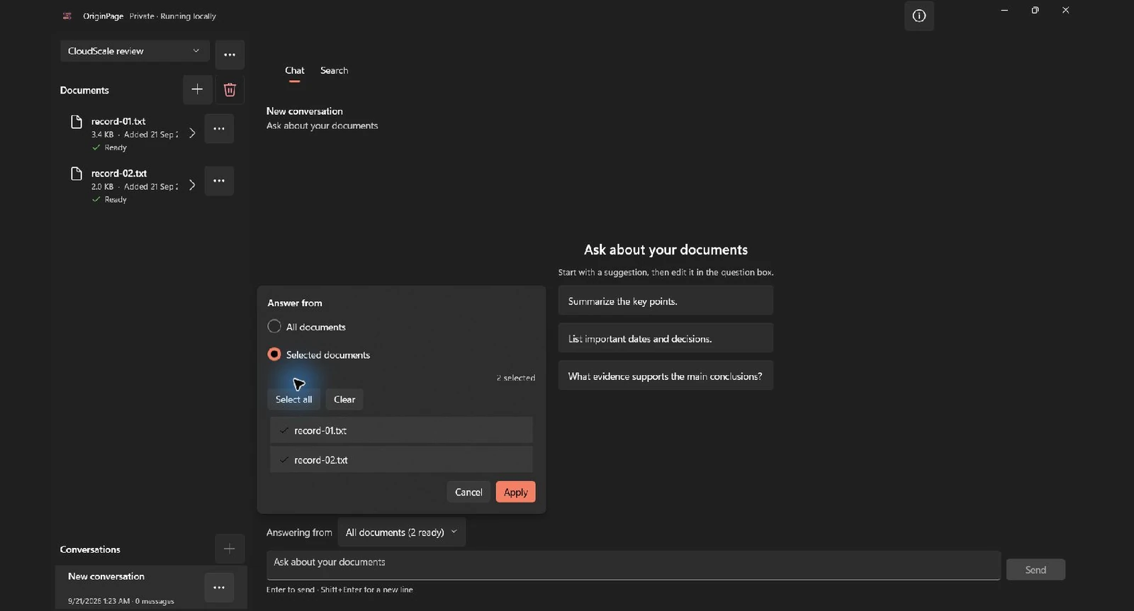 Both CloudScale records are selected in the dedicated review workspace. This selection was applied after capture.